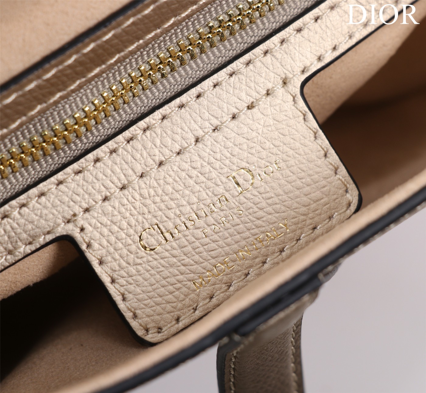 Saddle Bag with Strap Light Gold Grained Calfskin